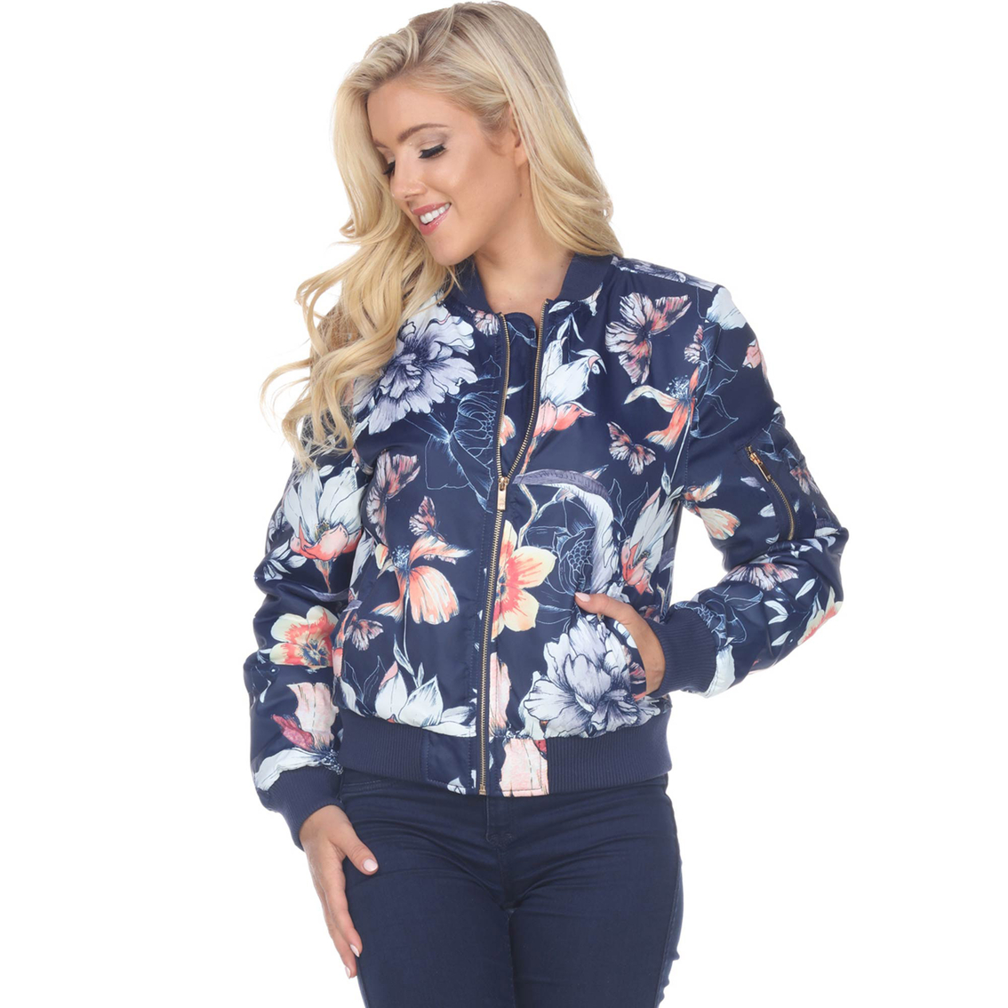 White Mark Floral Bomber Jacket | Jackets | Clothing & Accessories ...