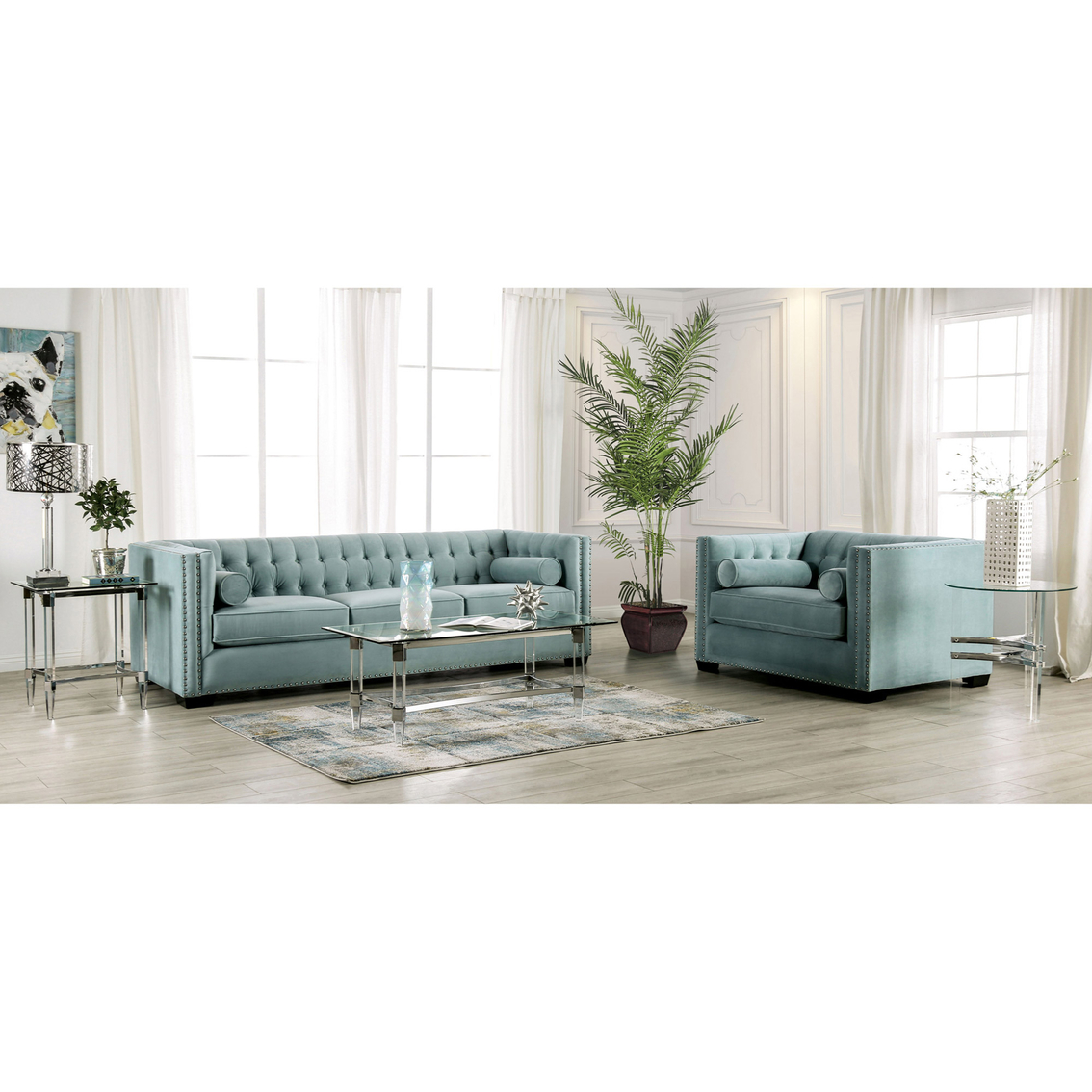 Furniture of America Elliot Teal Sofa - Image 2 of 2