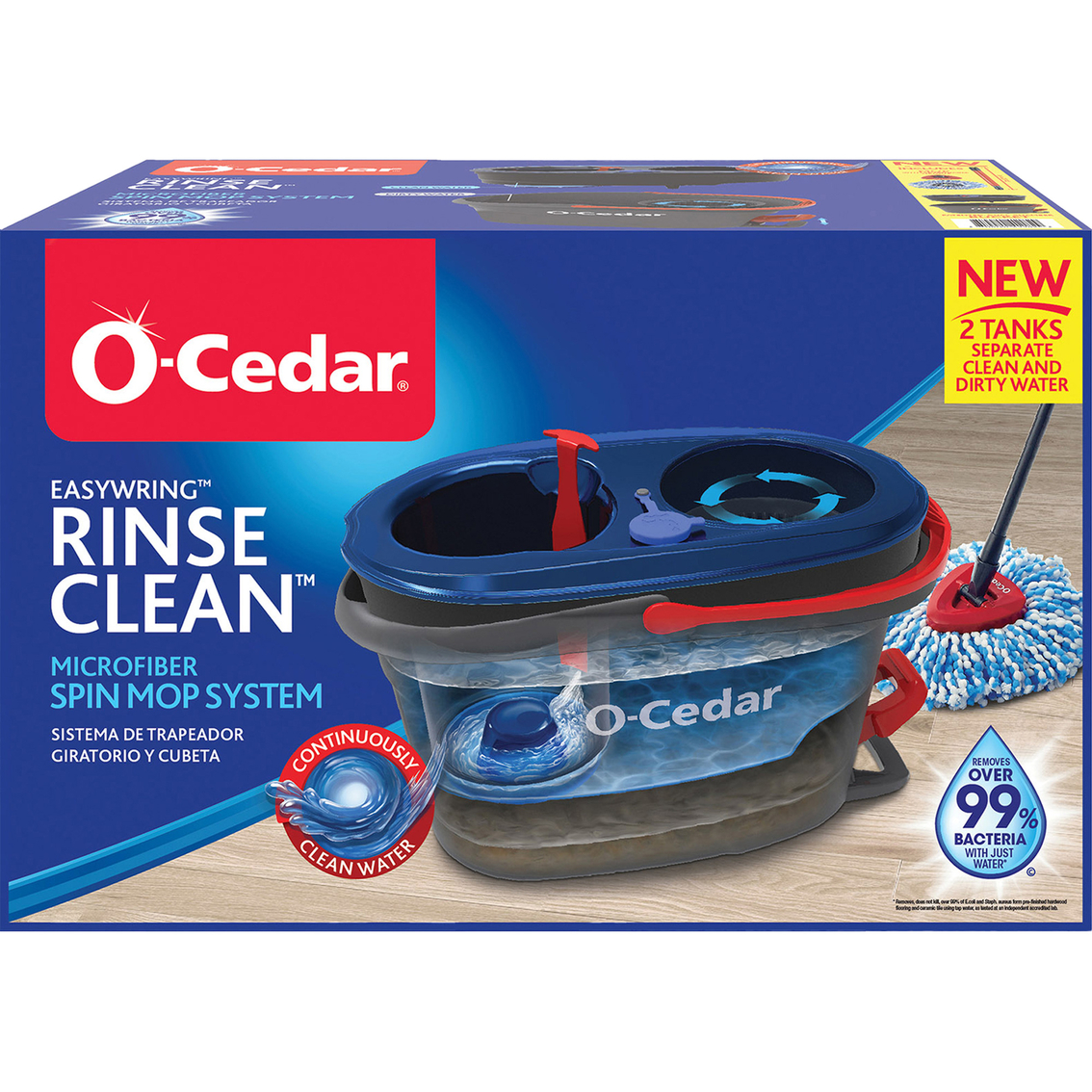 O-Cedar EasyWring RinseClean Spin Mop with 2-Tank Bucket System 168534 -  The Home Depot