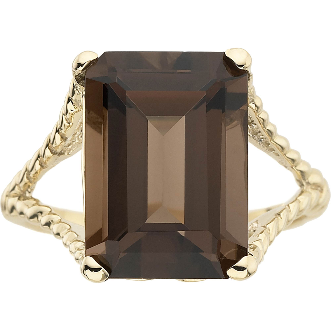10k Yellow Gold Emerald-cut Smoky Quartz Ring | Gemstone Rings ...