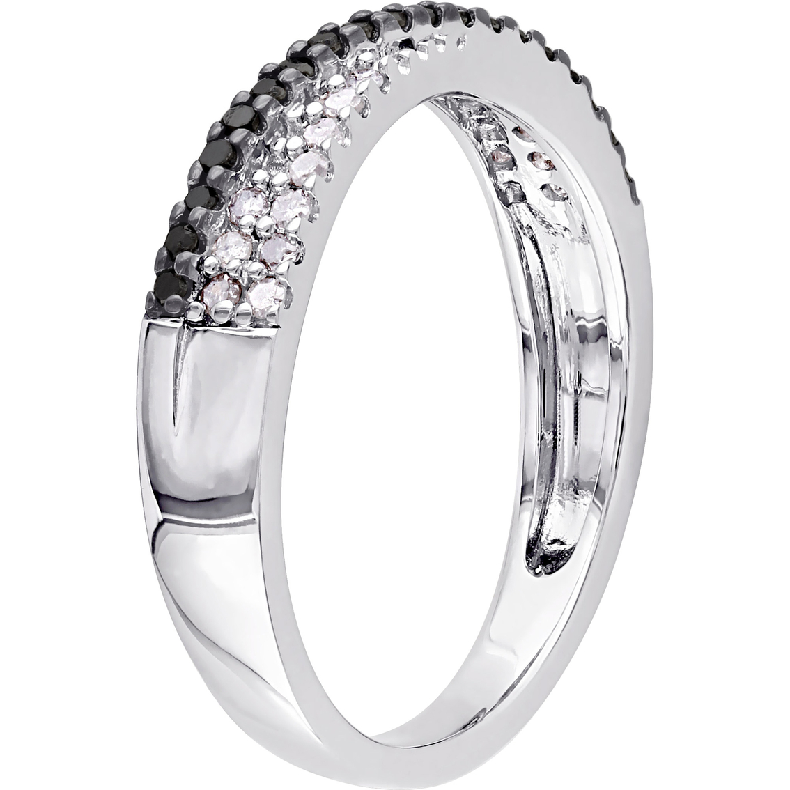 Sofia B. Sterling Silver 1/4 CTW Black and White Diamond Crossover Anniversary Band - Image 2 of 3