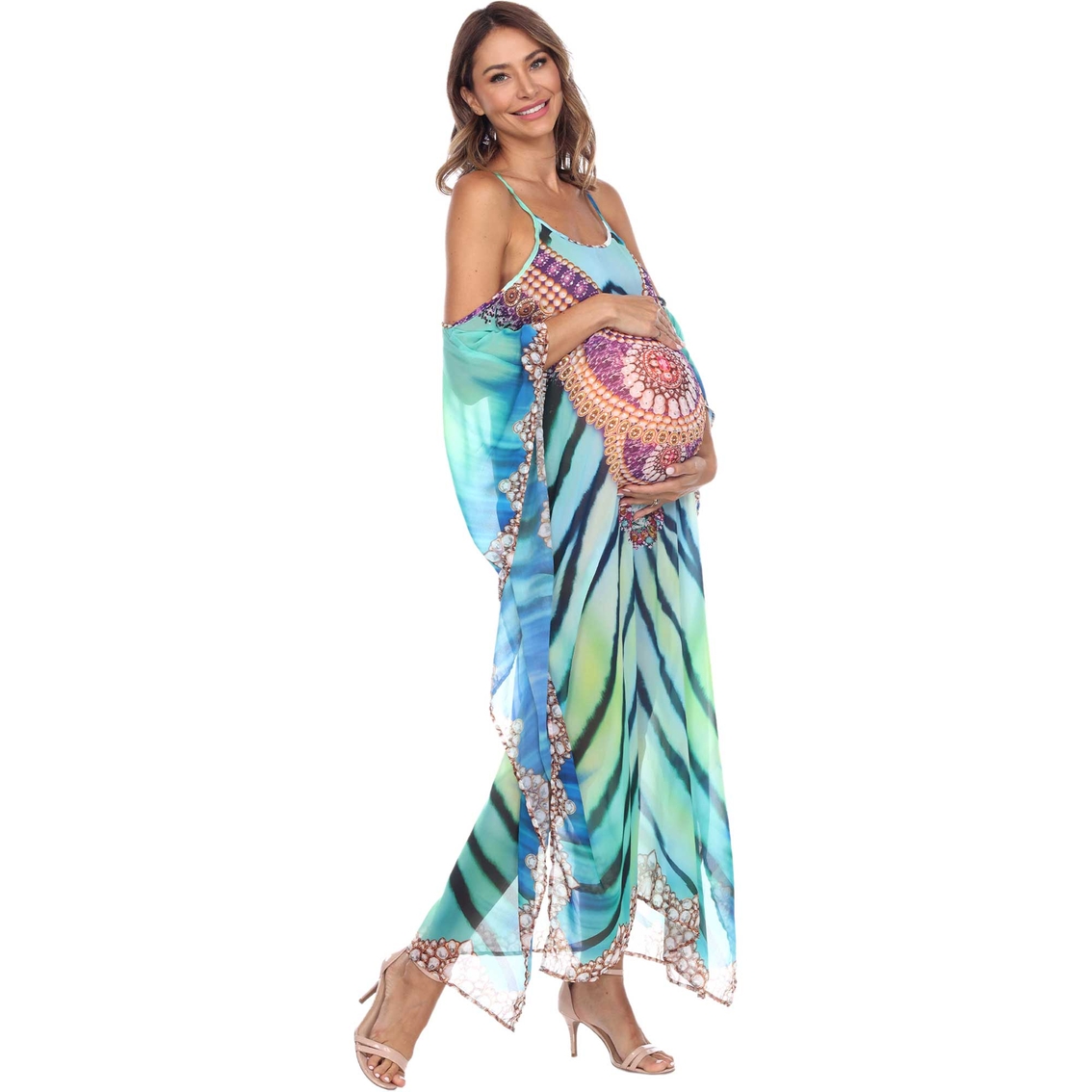 White Mark Maternity Sheer Maxi Caftan | Dresses | Clothing ...