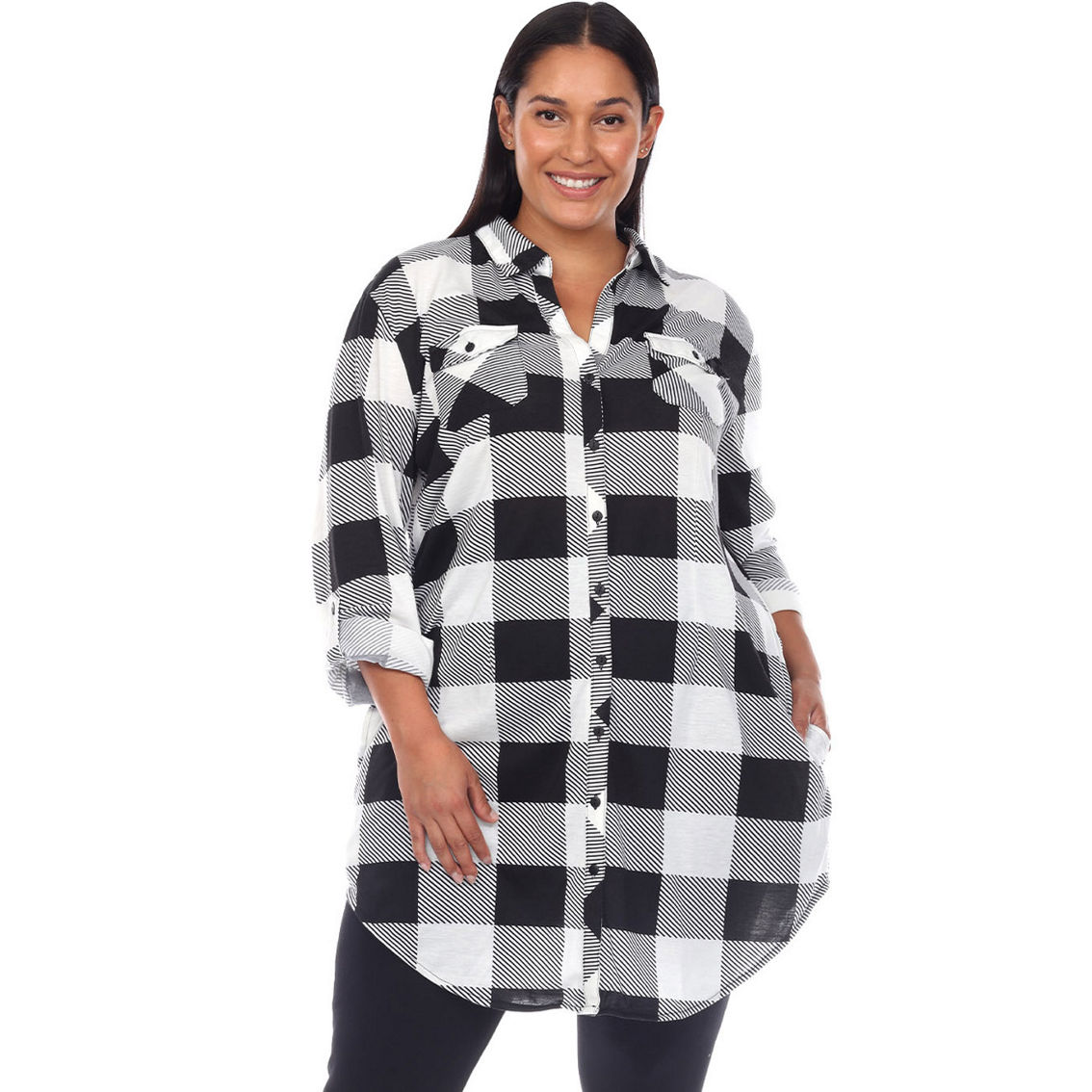 White Mark Plus Size Plaid Tunic Shirt | Tops | Clothing & Accessories ...