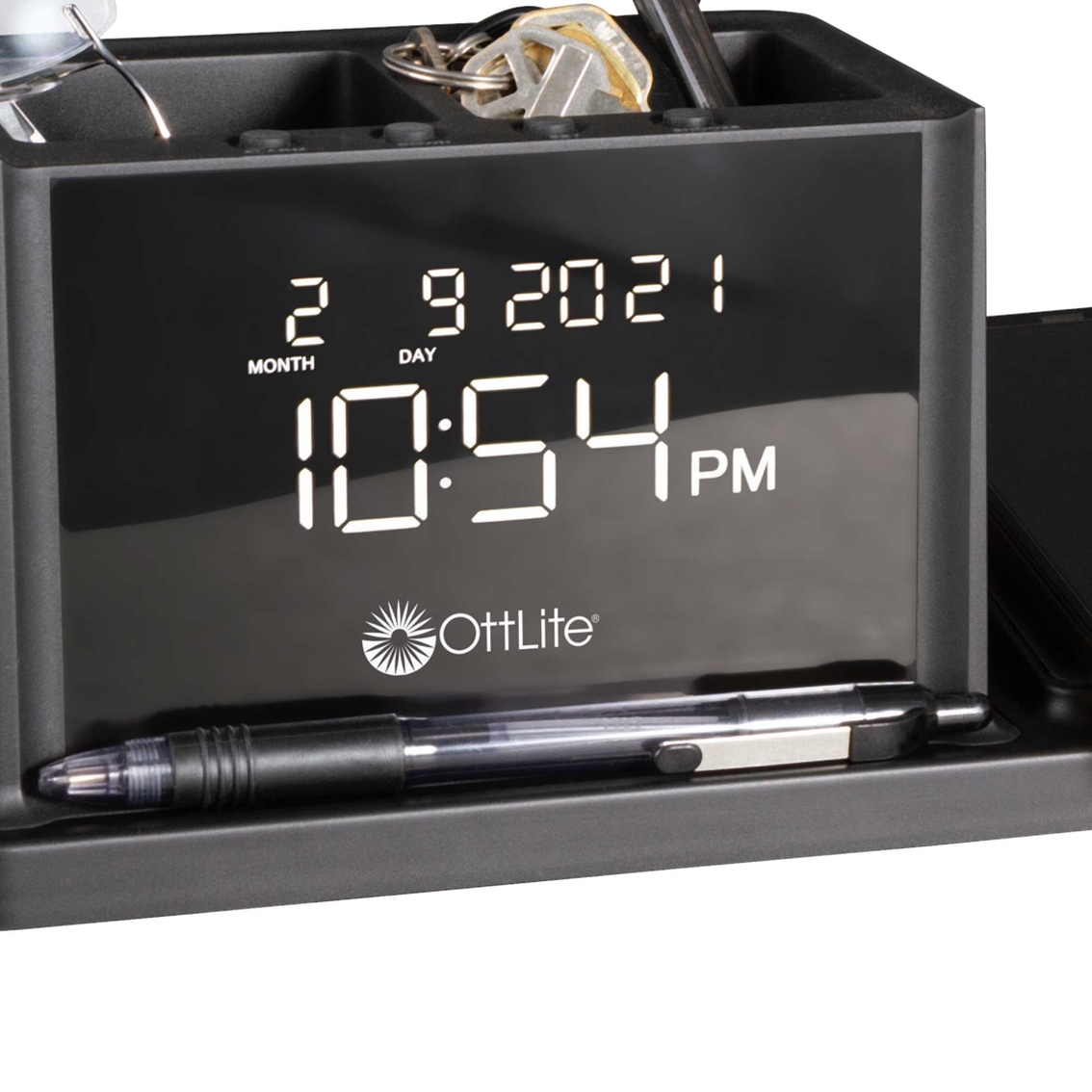 Ottlite Organizer with Clock and Wireless Charging - Image 2 of 3