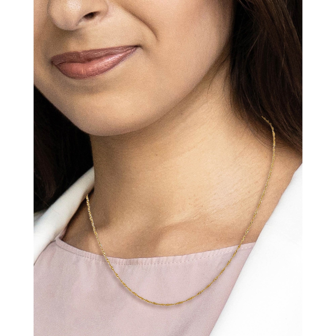 24K Pure Gold 1.6mm Singapore Chain Necklace - Image 5 of 7