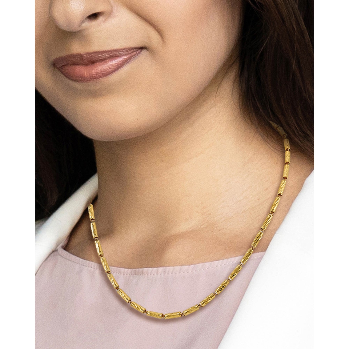 24K Pure Gold 18 in. Bamboo Link Chain Necklace - Image 5 of 6