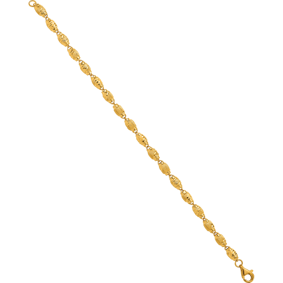 24K Pure Gold 7.5 in. Bracelet Diamond Cut Beaded Link Bracelet - Image 4 of 6