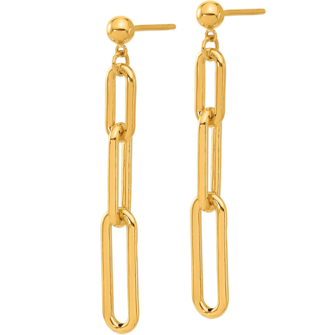 24K Pure Gold Paper Clip Triple Link Earrings - Image 2 of 3