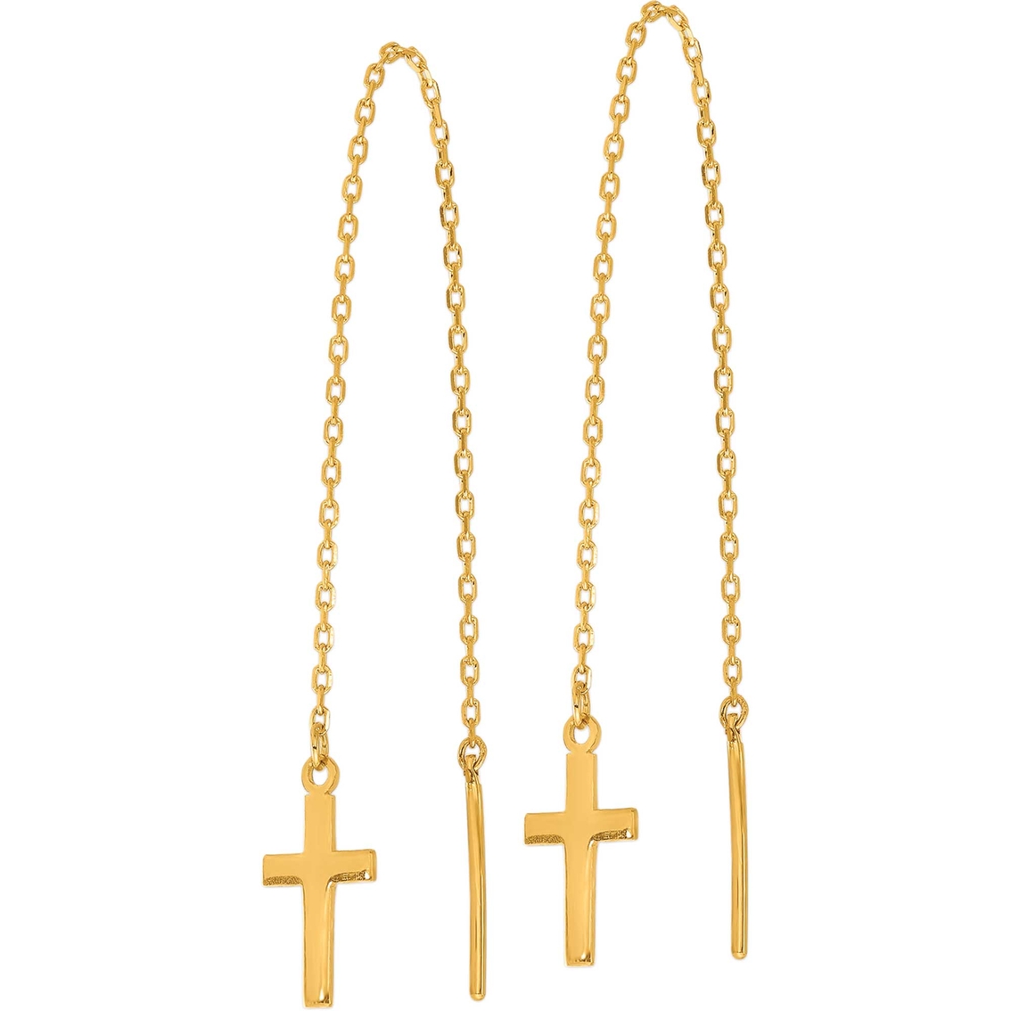 24K Pure Gold Fashion Cross Drop Earrings - Image 2 of 3