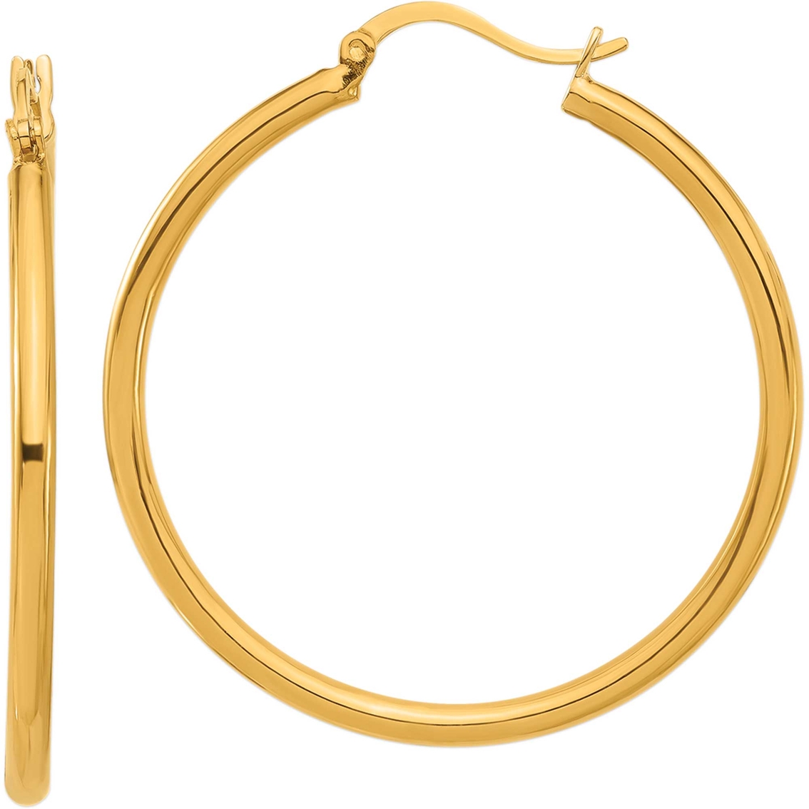 24k Pure Gold Medium High Polish Classic Hoop Earrings | Gold Earrings ...