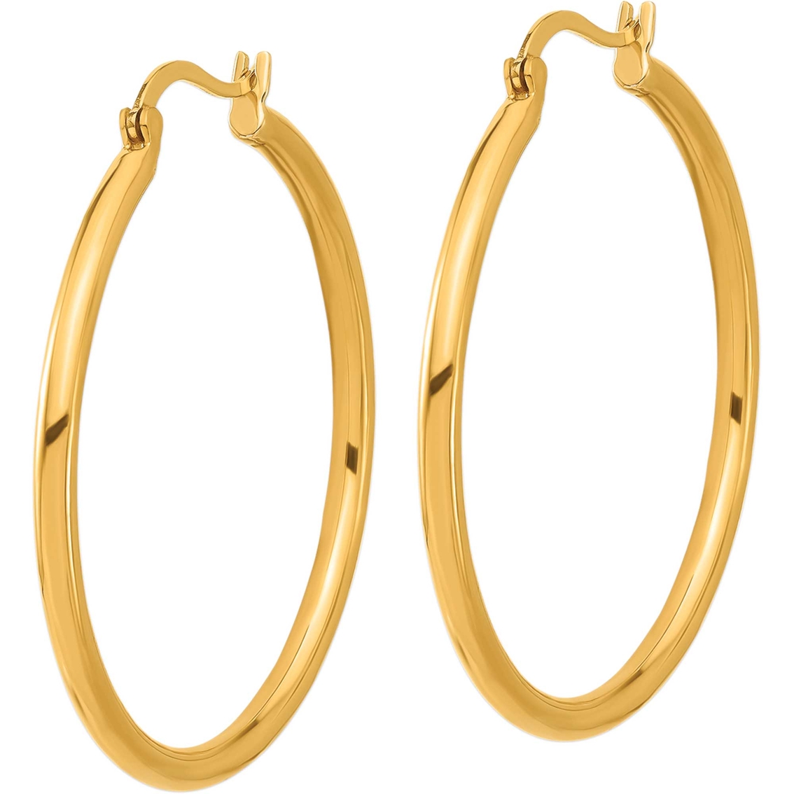 24K Pure Gold Medium High Polish Classic Hoop Earrings - Image 2 of 3