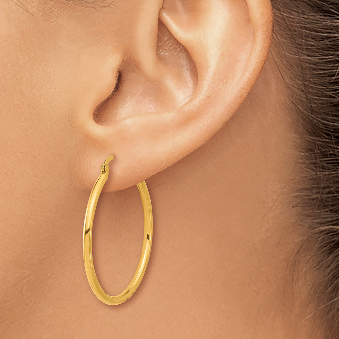 24K Pure Gold Medium High Polish Classic Hoop Earrings - Image 3 of 3