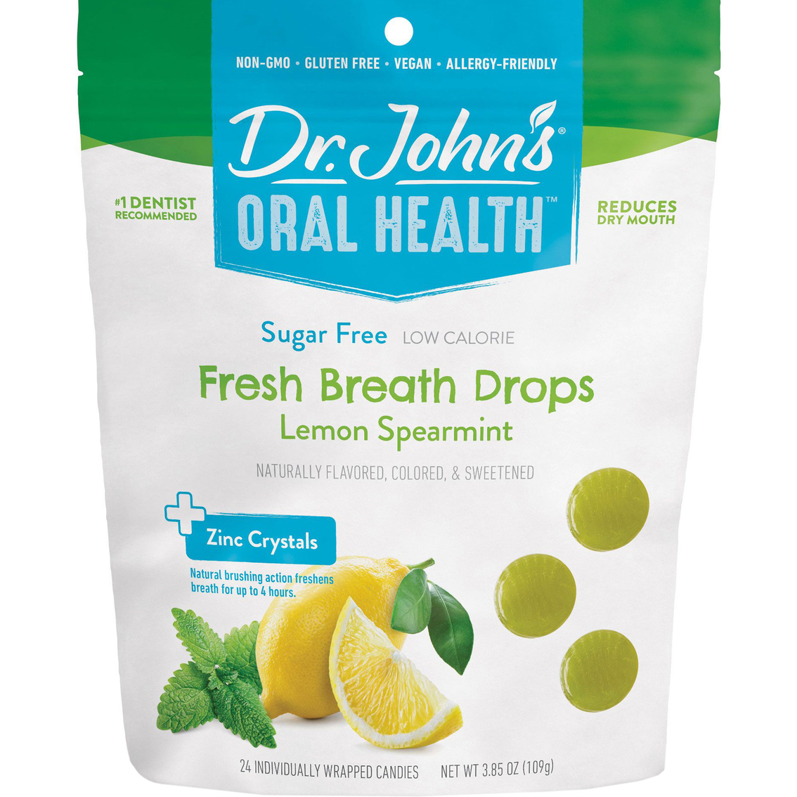 Dr. John's Healthy Sweets Oral Health Fresh Breath Drops 10 bags