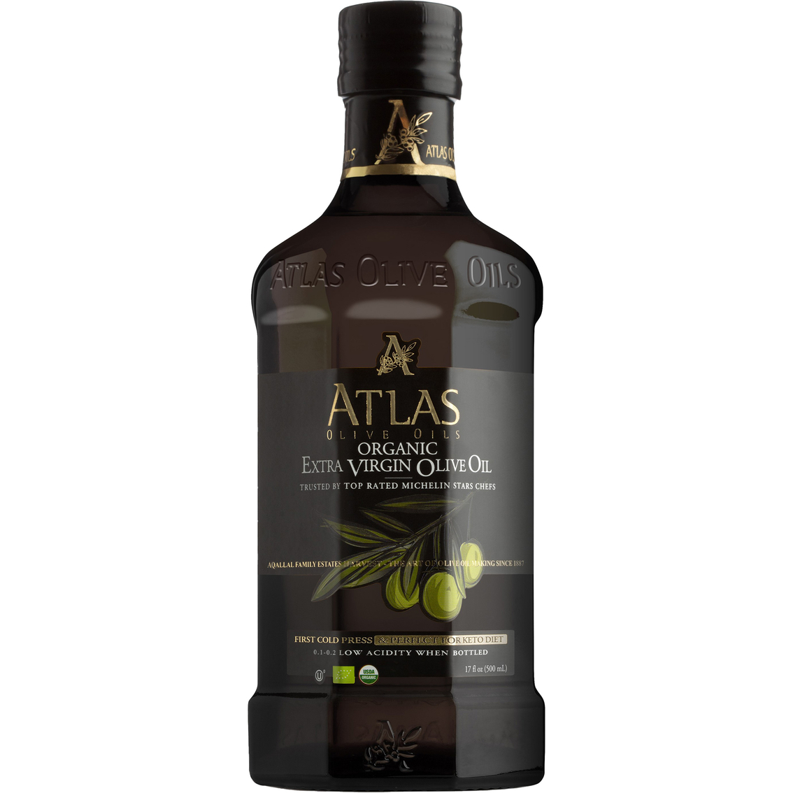 Atlas Organic Extra Virgin Olive Oil Glass Bottles 6 pk., 16.91 oz. each