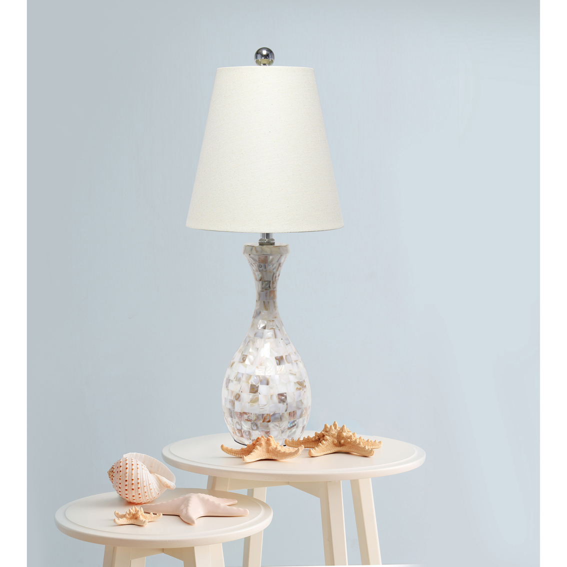 Lalia Home Malibu Curved Mosaic Seashell Table Lamp - Image 5 of 7