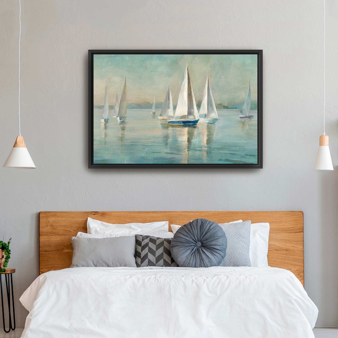 Inkstry Sailboats at Sunrise Crop Framed Canvas Giclee - Image 3 of 3