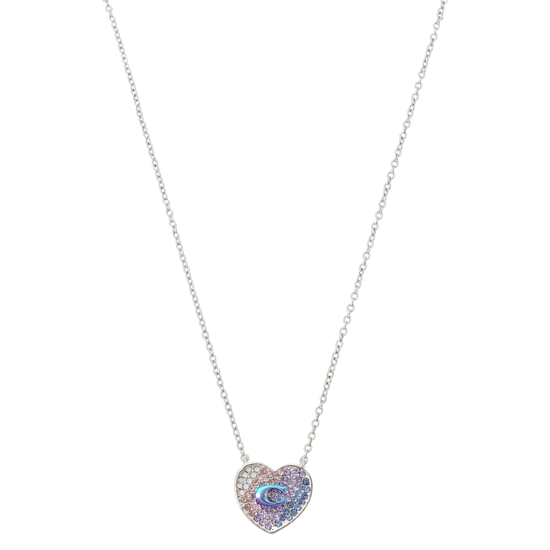 COACH Silvertone C Pave Heart 16 in. Necklace - Image 2 of 4