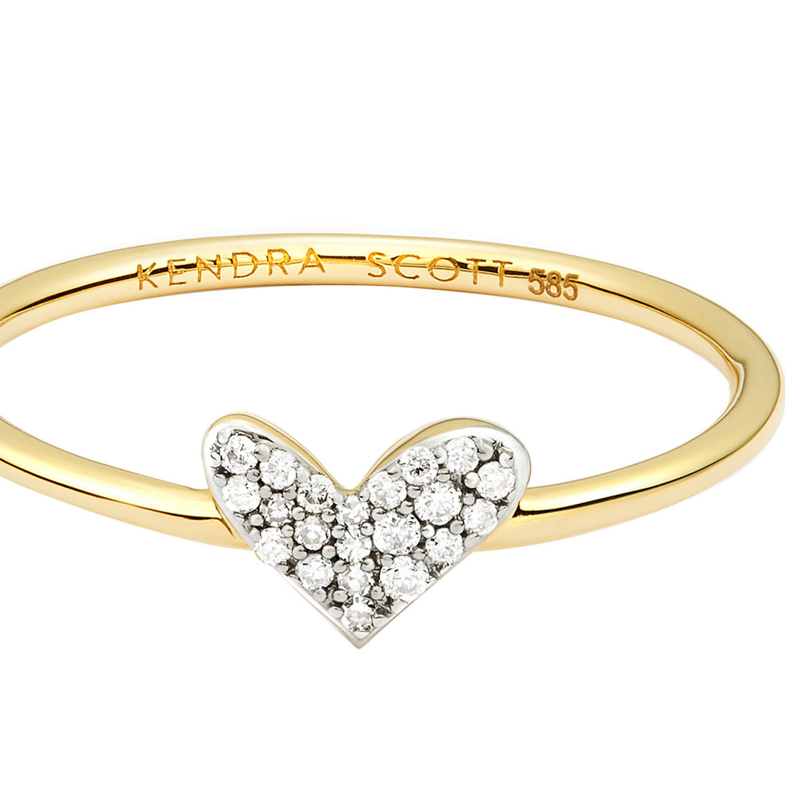 Kendra Scott 14k Rose Gold White Diamond Accent Heart Band Ring ...