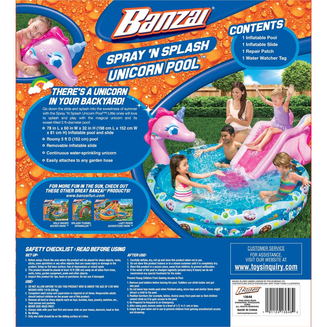 Banzai Spray 'N Splash 60 in. Unicorn Pool - Image 3 of 4