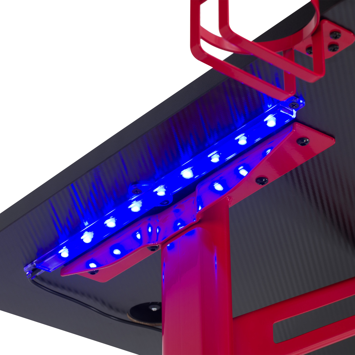 CorLiving Conqueror Black and Red Gaming Desk with LED Lights - Image 8 of 10