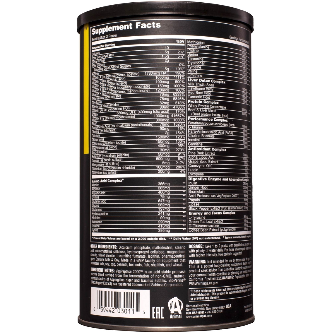 Universal Nutrition Animal Pak Supplements 44 Ct. | Protein | Sports &  Outdoors | Shop The Exchange