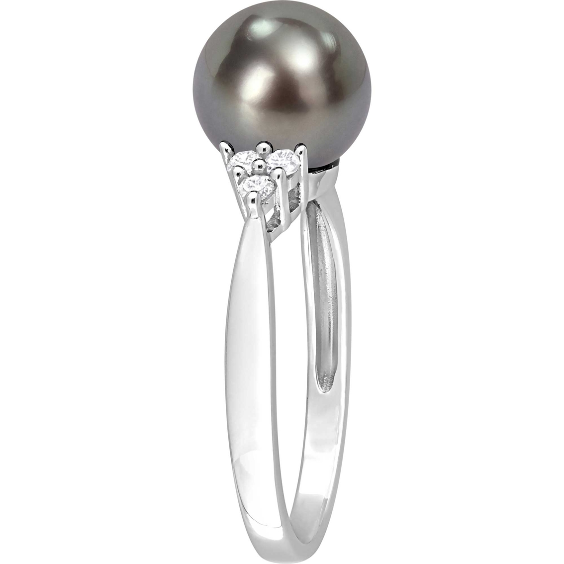 Sofia B. Sterling Silver Cultured Tahitian Pearl and 1/8 CTW Diamond Ring - Image 2 of 5