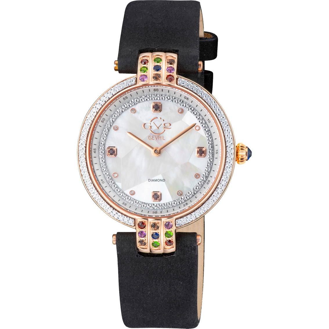 Gevril Women's Gv2 Matera Diamond Mother Of Pearl Leather Watch ...