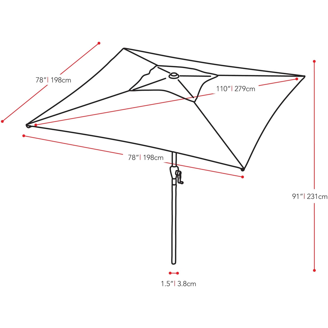 CorLiving 9 ft. Square Tilting Patio Umbrella - Image 6 of 8