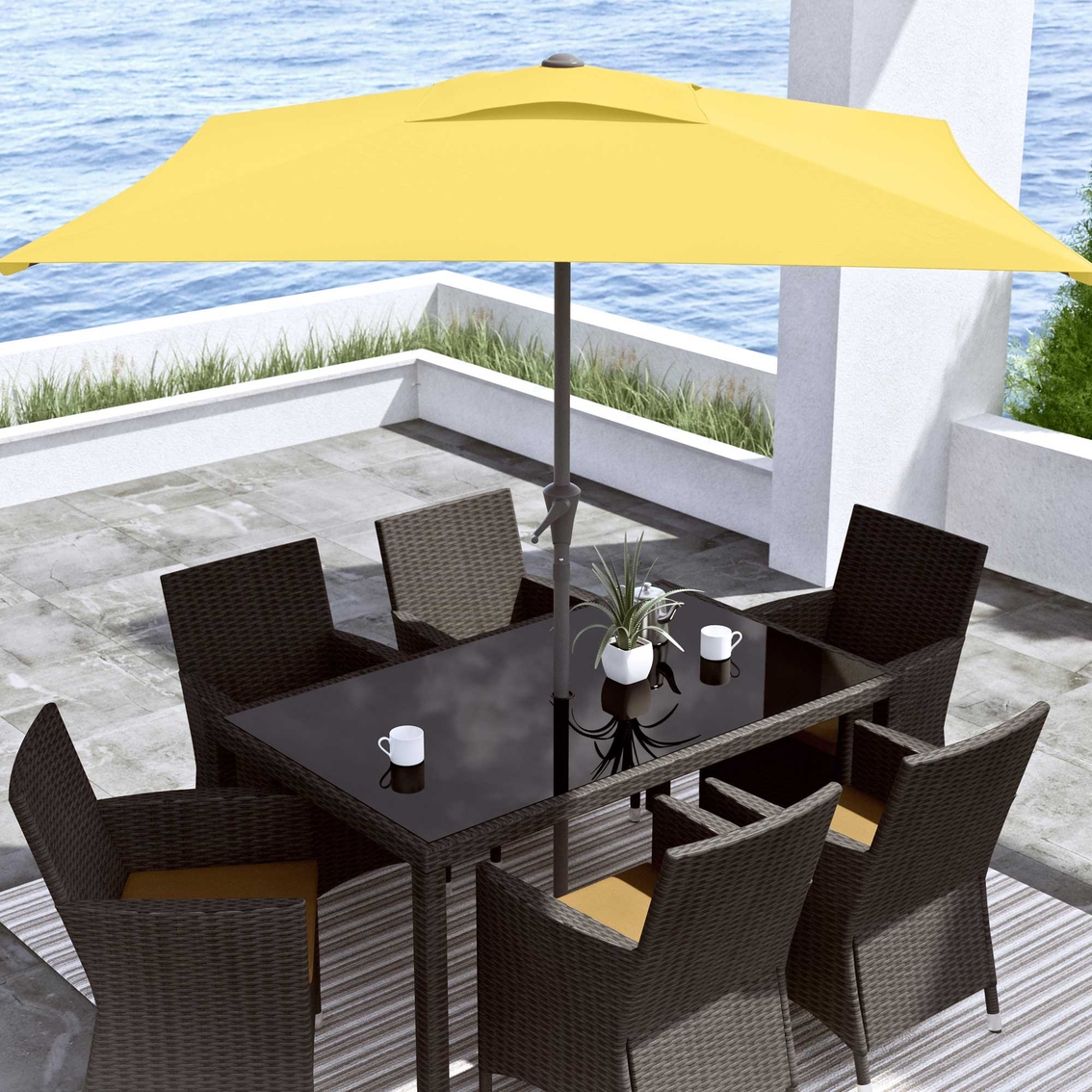 CorLiving 9 ft. Square Tilt Patio Umbrella with Base - Image 5 of 5