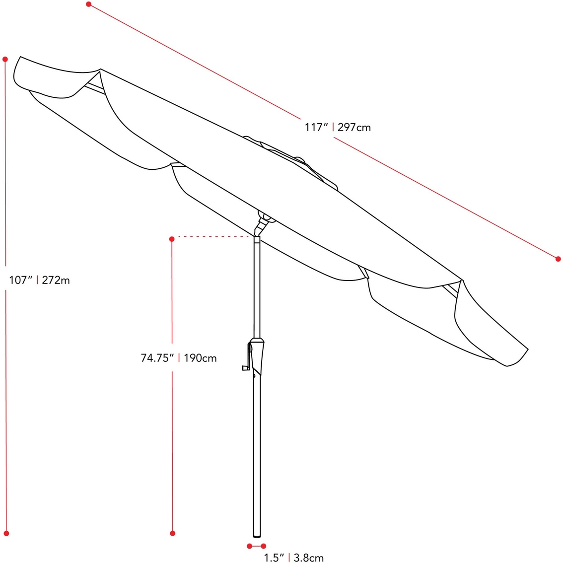 CorLiving PPU-201-Z1 10 ft. Round Tilting Patio Umbrella and Base - Image 4 of 5