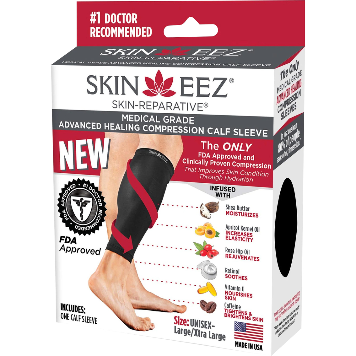 Skineez Medical Grade Advanced Healing Medium Compression Calf Sleeve ...