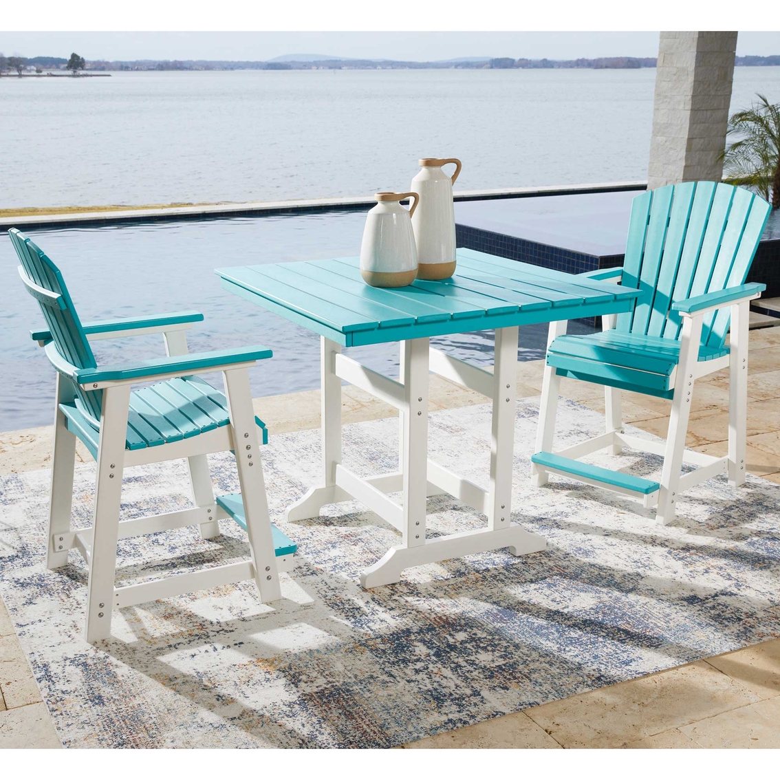 Signature Design by Ashley Eisely Outdoor Counter Height Table Set 3 pc. - Image 7 of 8