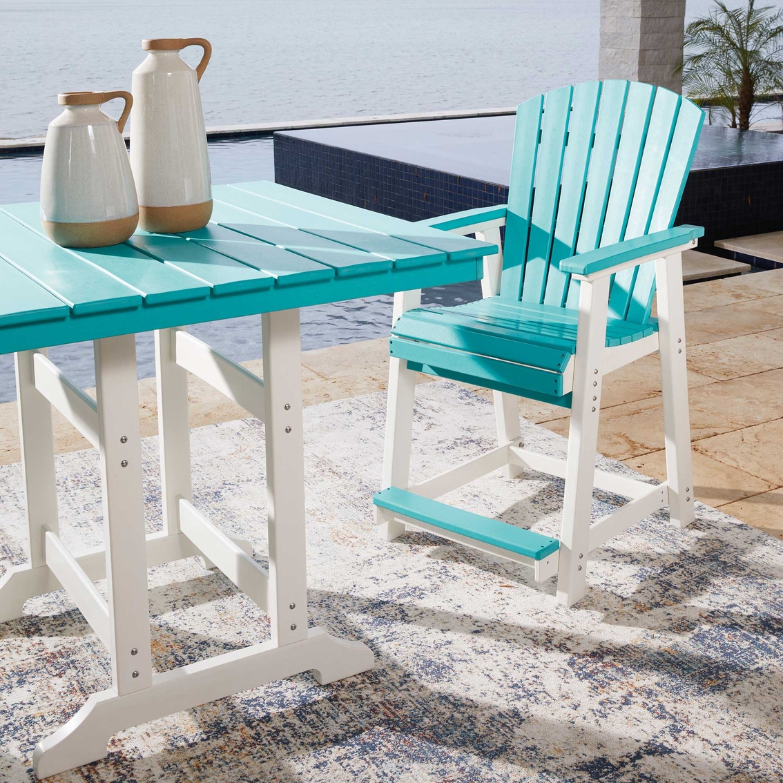 Signature Design by Ashley Eisely Outdoor Counter Height Table Set 5 pc. - Image 7 of 8