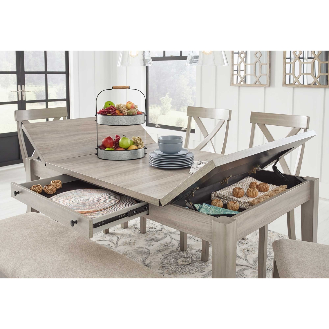 Signature Design by Ashley Parellen 6 pc. Dining Set: Table, 4 Chairs, Bench - Image 7 of 8