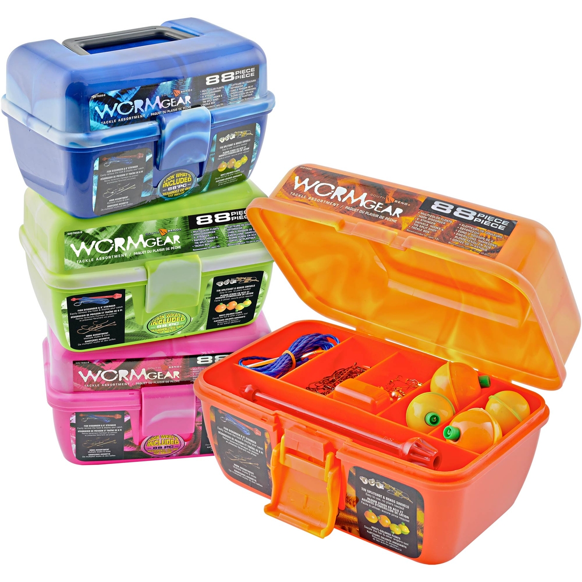 South Bend Wormgear 88 Pc. Loaded Tackle Box
