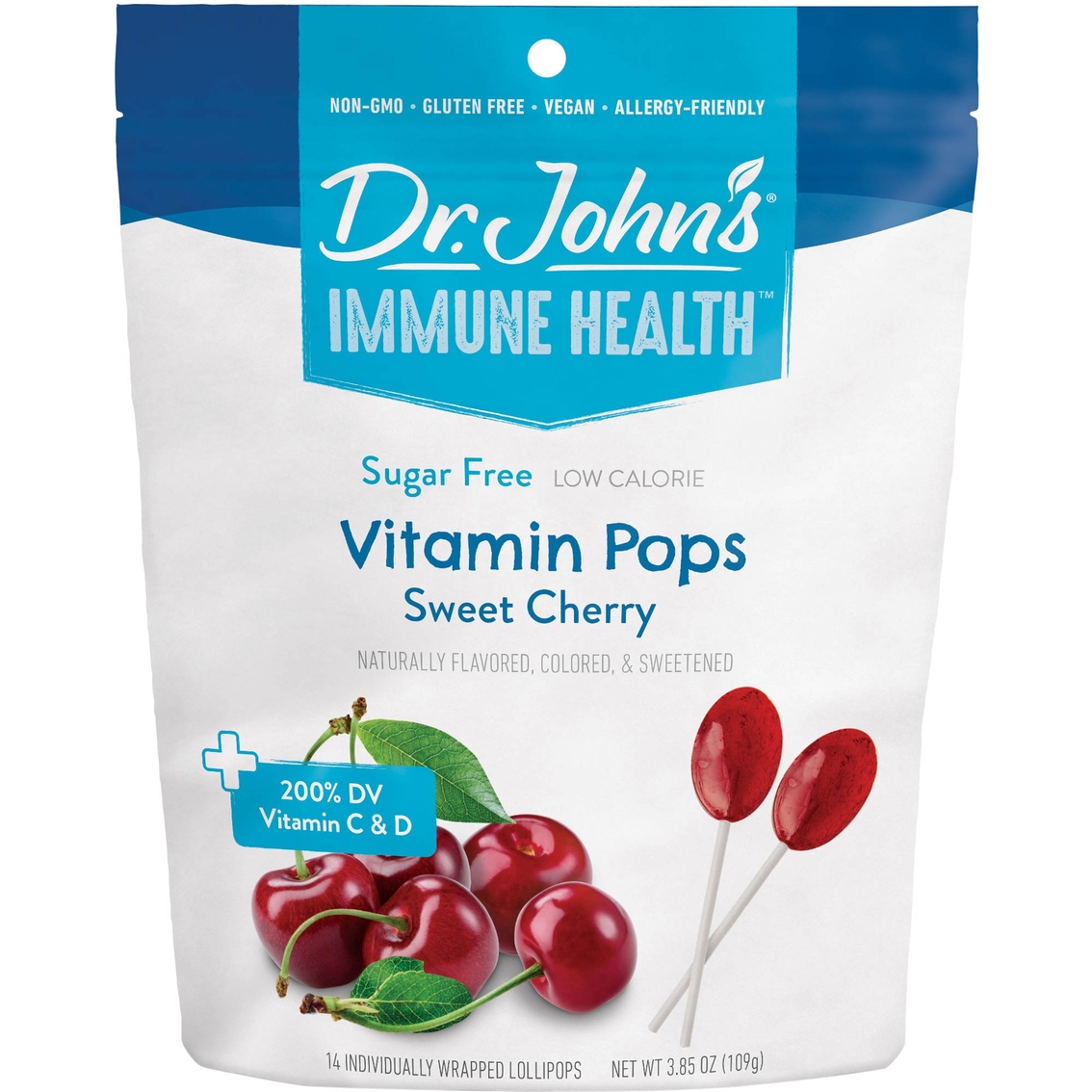 Dr. John's Healthy Sweets Sweet Cherry Vitamin Pops 10 bags, 3.85 oz. each