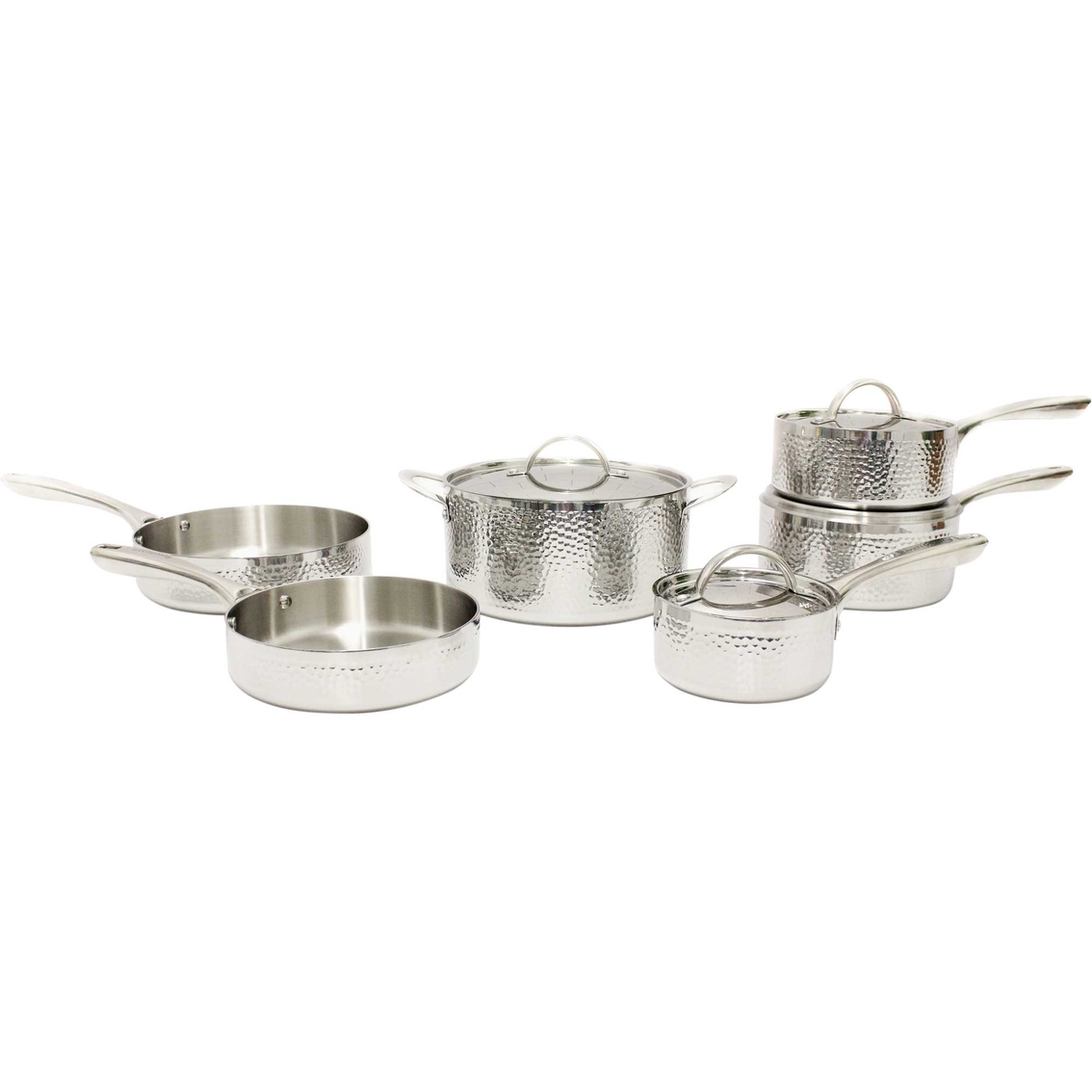 Berghoff's Vintage Hammered Tri Ply Stainless Steel Cookware 10 pc. Set - Image 2 of 10