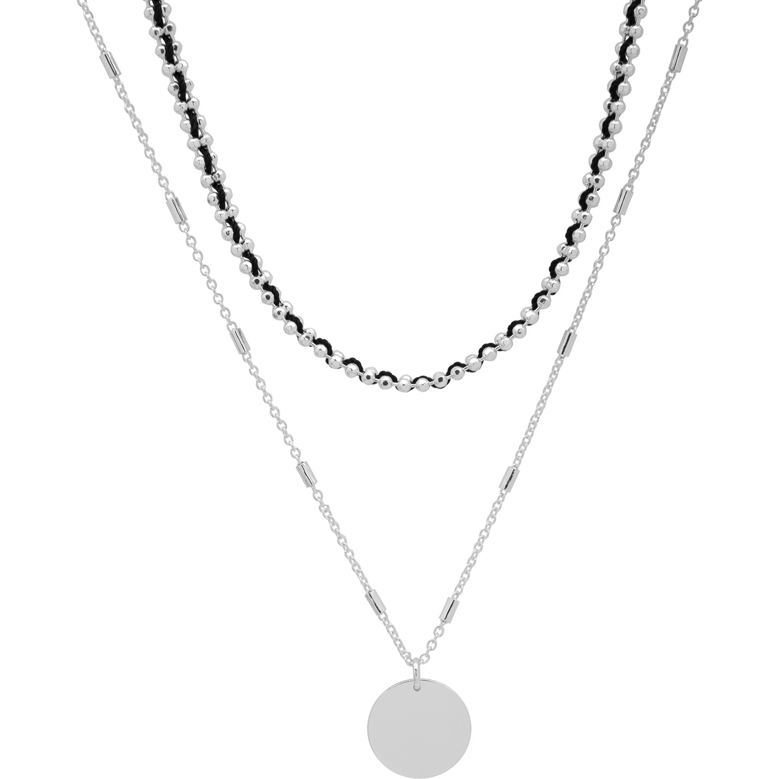Nine West Silvertone Woven Black Thread Pendant Necklace | Other ...
