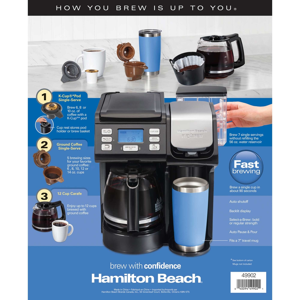Single Serve Coffee Maker for K Cup and Ground Coffee, 6 to 14 Oz Brew  Sizes