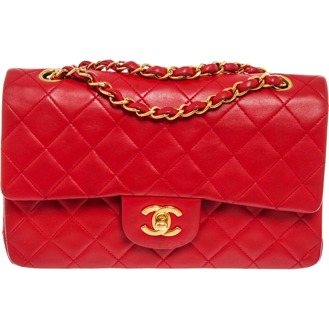 Red & Colorblock Quilted Lambskin Classic Double Flap Medium