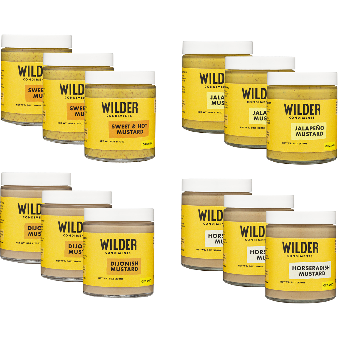 Wilder Condiments 12 Jar Organic Mustard Variety Pack