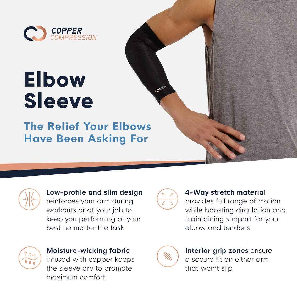 Copper Compression Elbow Sleeve - Image 2 of 4