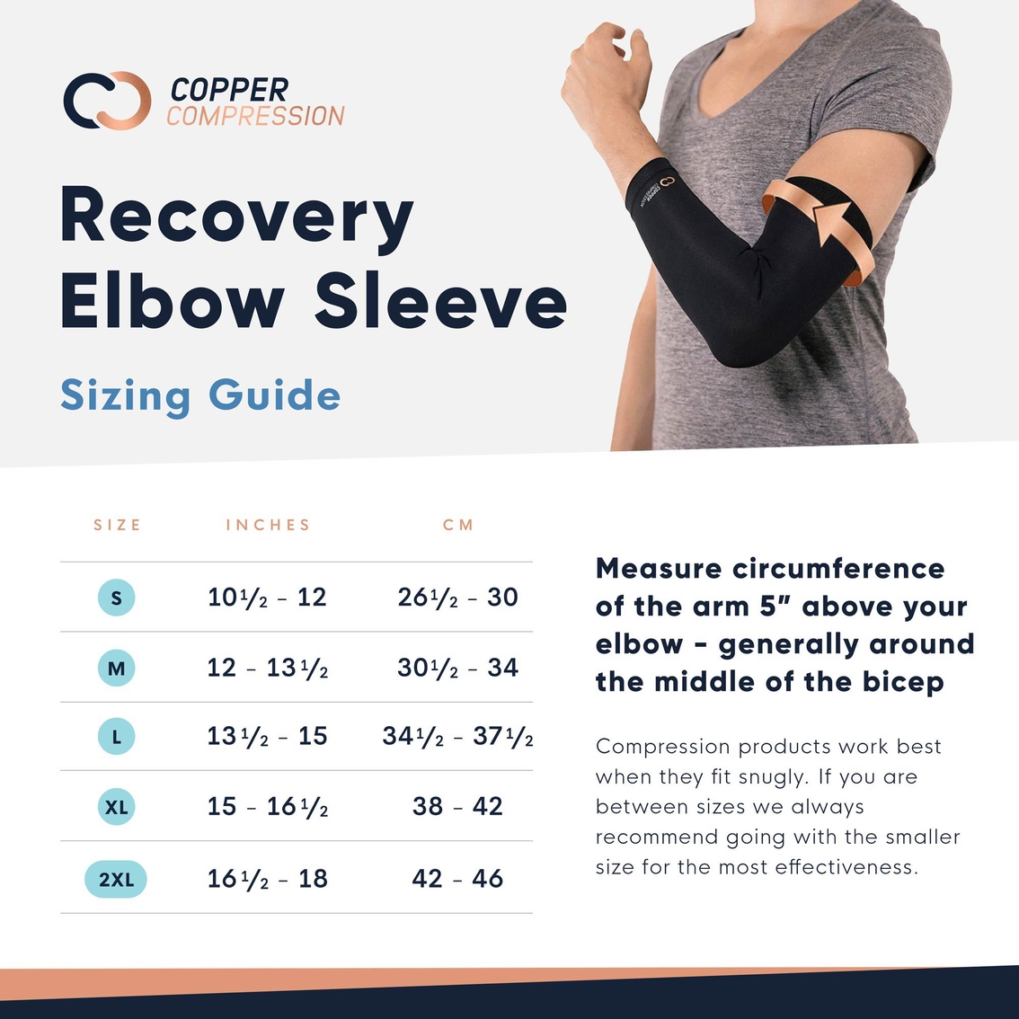 Copper Compression Elbow Sleeve, Braces & Therapy, Beauty & Health