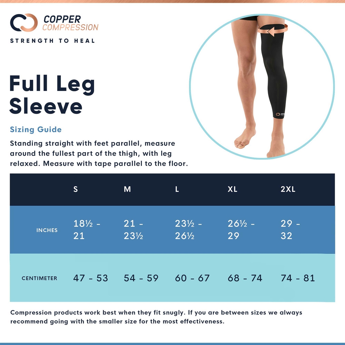 Copper Compression Full Leg Sleeve | Braces & Therapy | Beauty & Health ...