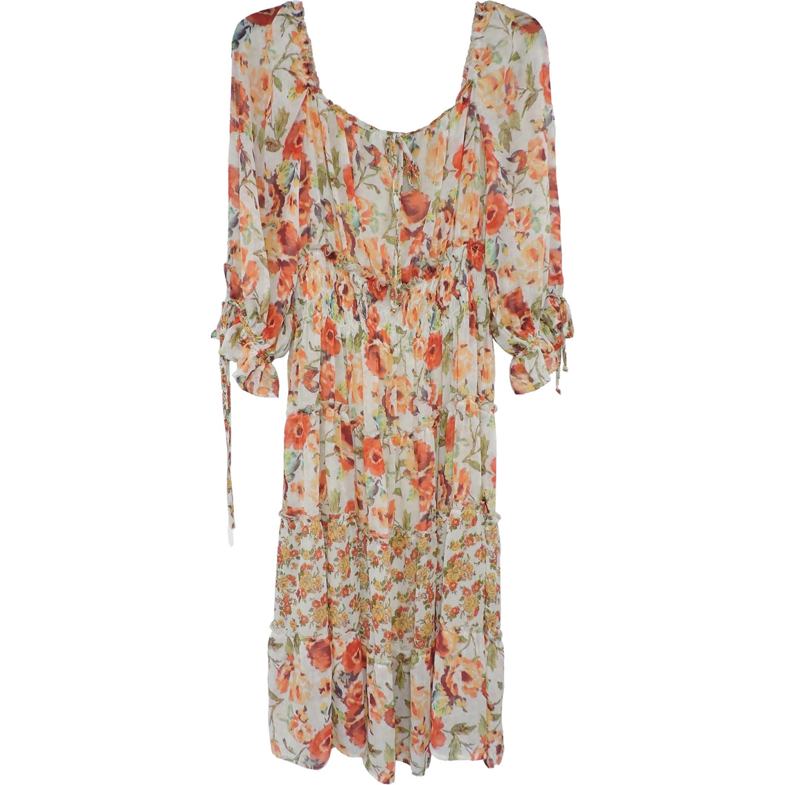 Figueroa & Flower Tiered Ivory Tan Dress | Dresses | Clothing ...