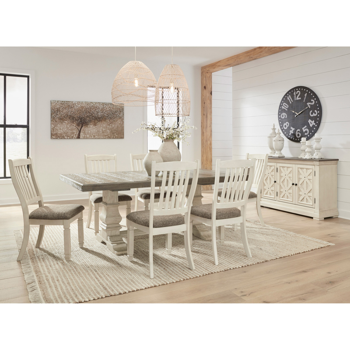 Signature Design by Ashley Bolanburg 7 pc. Dining Set: Table, 6 Side Chairs - Image 2 of 5
