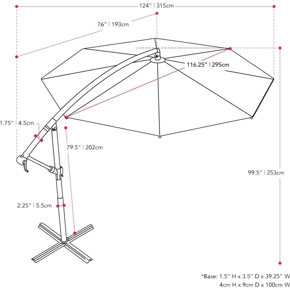 CorLiving PPU-421-U 10 ft. Offset UV Resistant Umbrella - Image 9 of 10