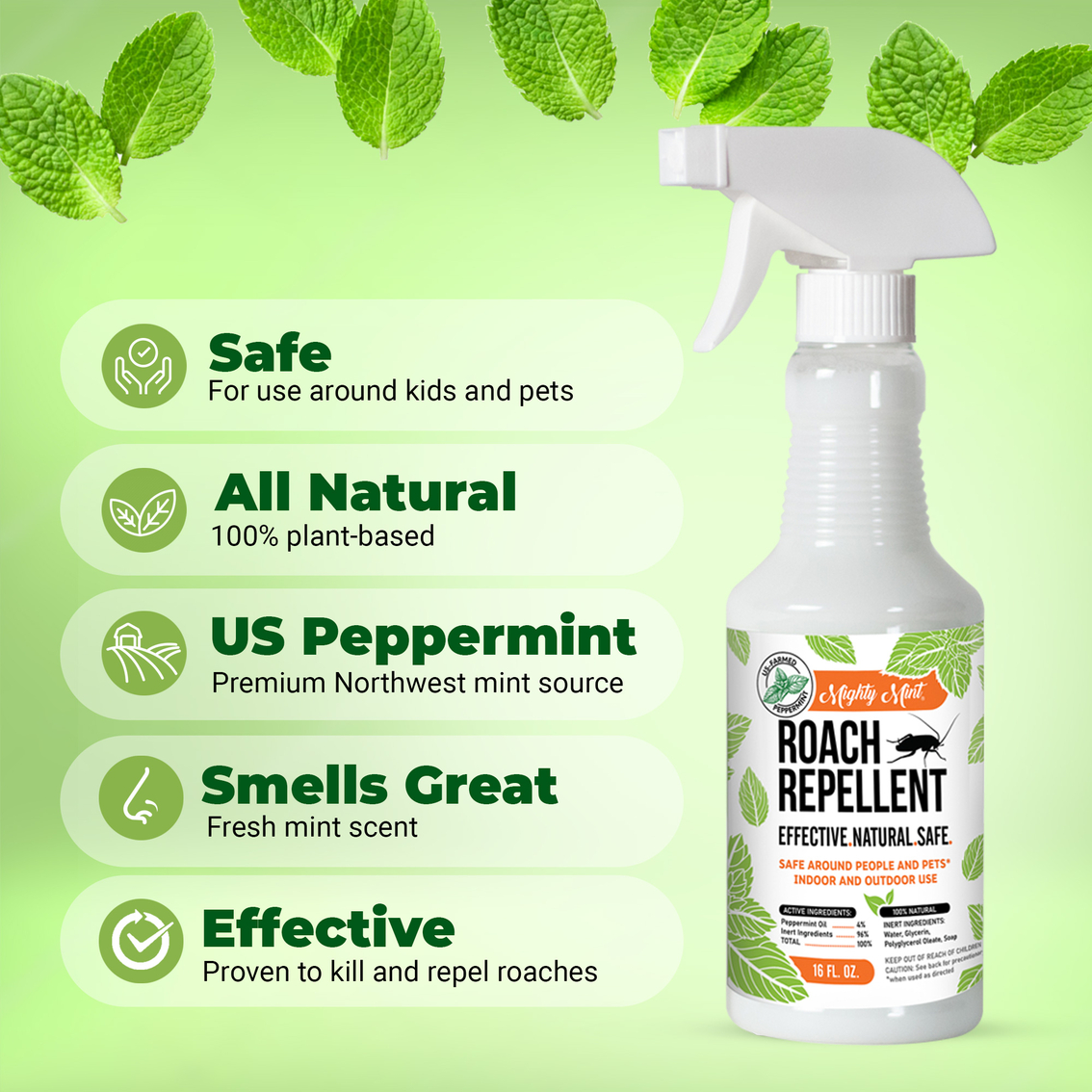 Pure Origins Mighty Mint Peppermint Oil Spray Natural Roach Killer Deterrent 16 oz. - Image 2 of 4