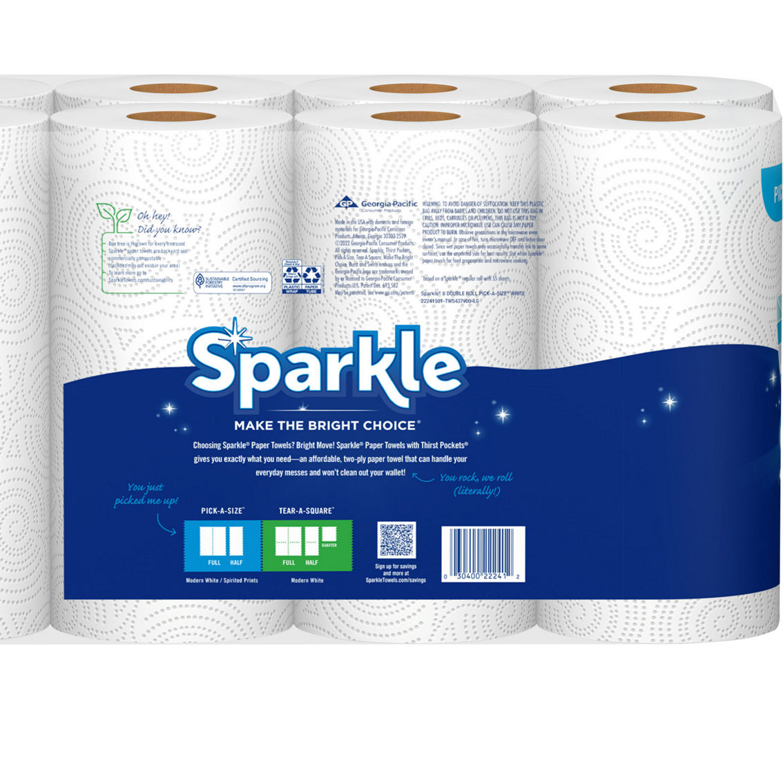 Sparkle Double Roll Pick A Size Paper Towels 8 pk. - Image 2 of 2