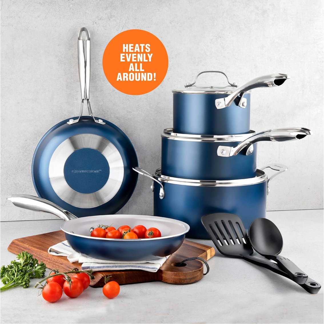 Granite Stone Nonstick Navy Cookware 10 pc. Set with Utensils - Image 2 of 2